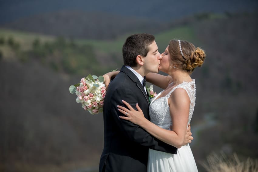 Bride and groom Banner Elk Winery elopement