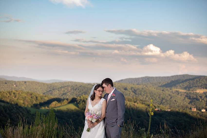 elopement bride and groom at banner elk winery