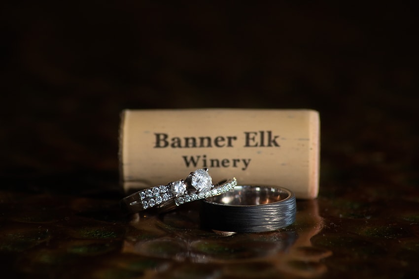wedding rings at banner elk winery