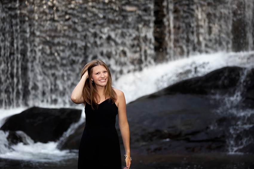 Senior portrait session in Banner Elk waterfall